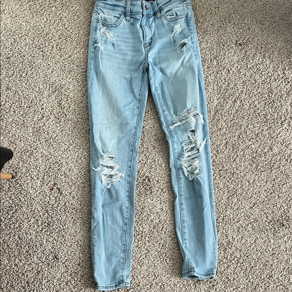 American Eagle Outfitters Light Blue Ripped Skinny Jeans